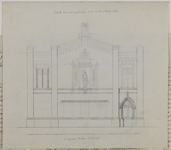 214870 Opstand van de voorgevel van een te realiseren gebouw voor de Ridderlijke Duitsche Orde aan het Pieterskerkhof ...